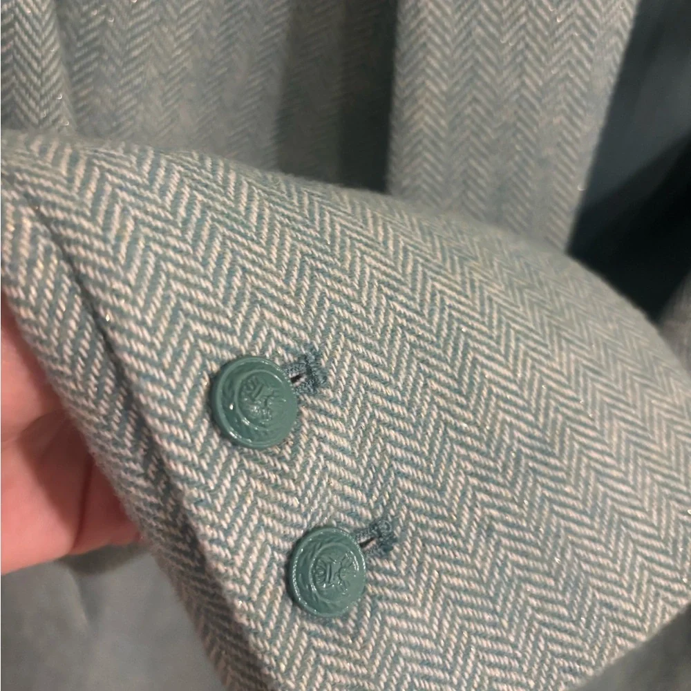L'AGENCE Chamberlain Herringbone Mint Blue Green Blazer - Picture 11 of 15